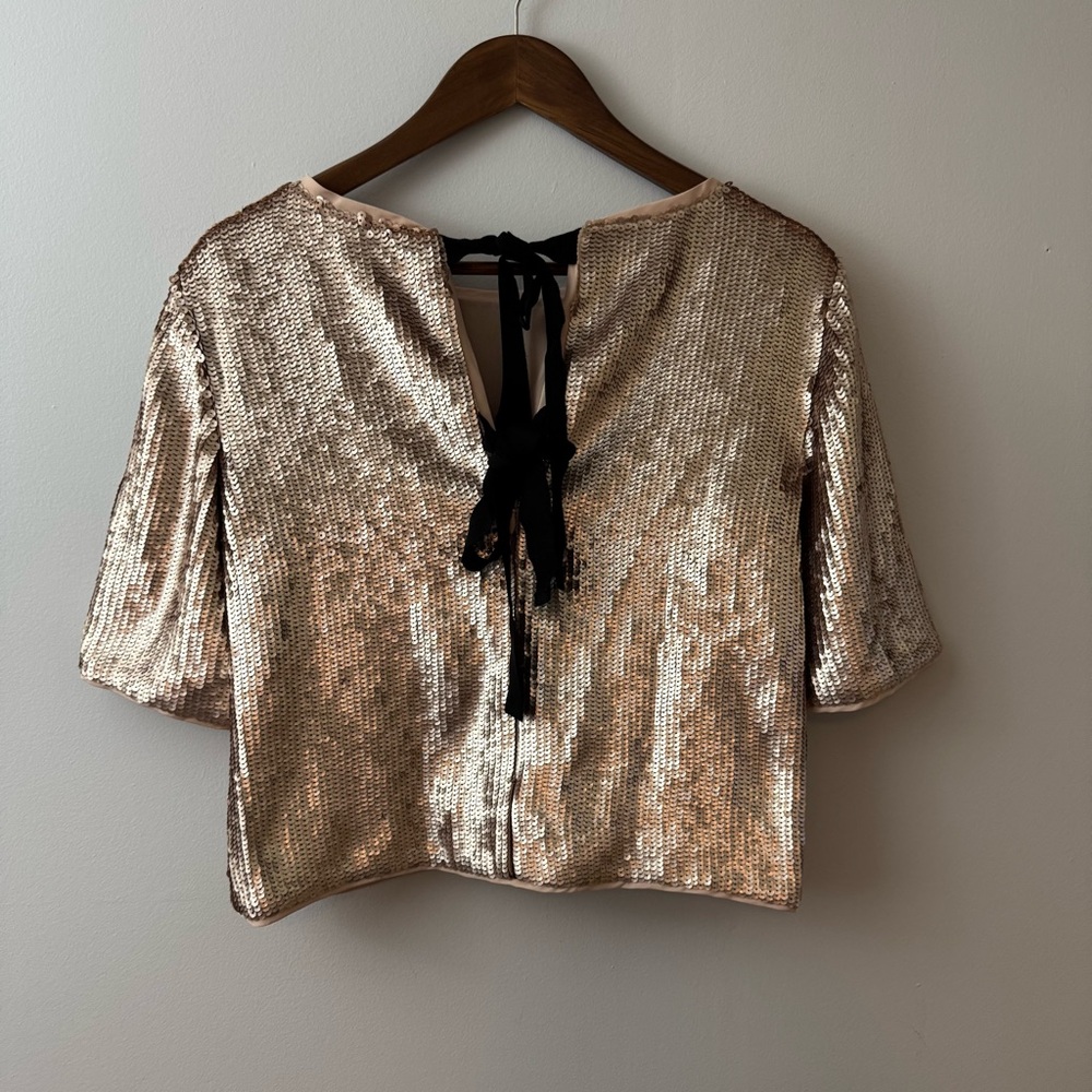 J. Crew Rose Gold Sequin Crop Top Rose Gold  size 2P